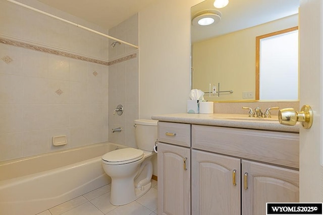 2215 Silver Creek Dr, Rock Springs, WY 82901 - full bathroom with tile patterned floors, vanity, and washtub / shower combination