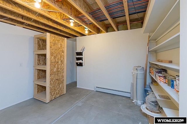 2215 Silver Creek Dr, Rock Springs, WY 82901 - unfinished below grade area with a baseboard radiator