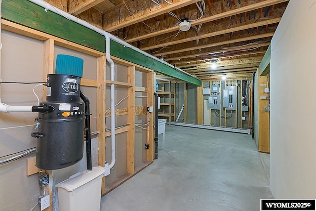 2215 Silver Creek Dr, Rock Springs, WY 82901 - unfinished basement featuring baseboard heating and electric panel