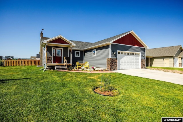 1343 Silverton Dr, Ranchester, WY 82839 - view of front of home featuring an attached garage, concrete driveway, a chimney, and board and batten siding