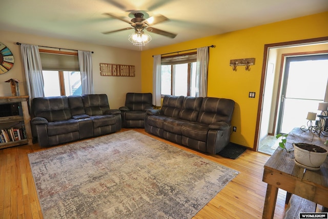 609 Klondike Dr, Buffalo, WY 82834 - living room with ceiling fan and wood finished floors