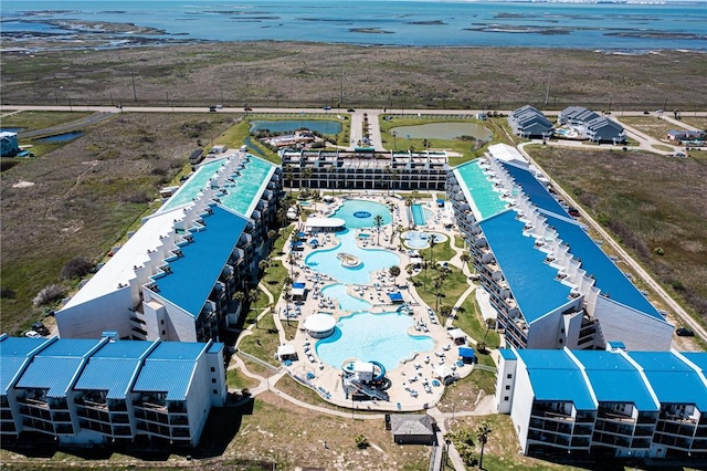 6317 State Highway 361 Unit 3311, Port Aransas, TX 78373 - drone / aerial view of a pool area and a large body of water