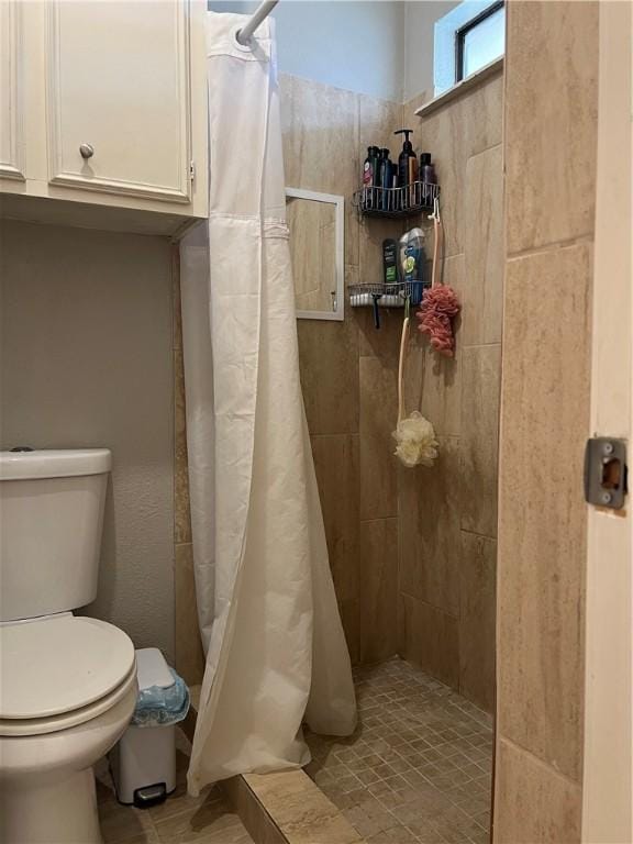 bathroom featuring toilet and walk in shower