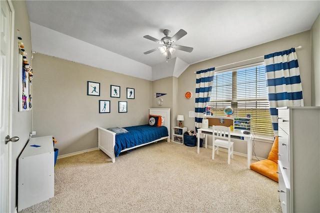 7217 Dunns Point Dr, Corpus Christi, TX 78414 - bedroom with carpet, a ceiling fan, and lofted ceiling