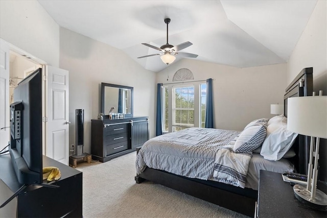 3901 Gibraltar Dr, Corpus Christi, TX 78414 - bedroom featuring carpet, lofted ceiling, and ceiling fan