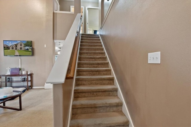 3901 Gibraltar Dr, Corpus Christi, TX 78414 - staircase featuring carpet and baseboards