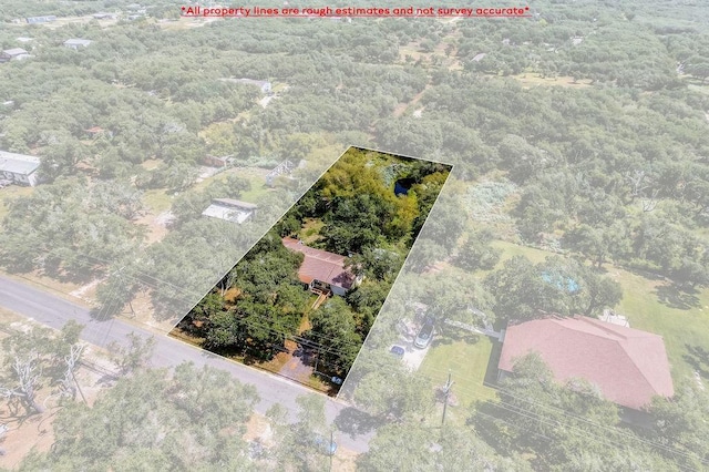540 Jacoby Ln, Aransas Pass, TX 78336 - aerial view of property's location featuring a forest and property parcel outlined