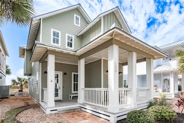 view of front of property featuring a porch and board and batten siding