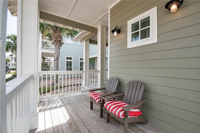 deck featuring covered porch