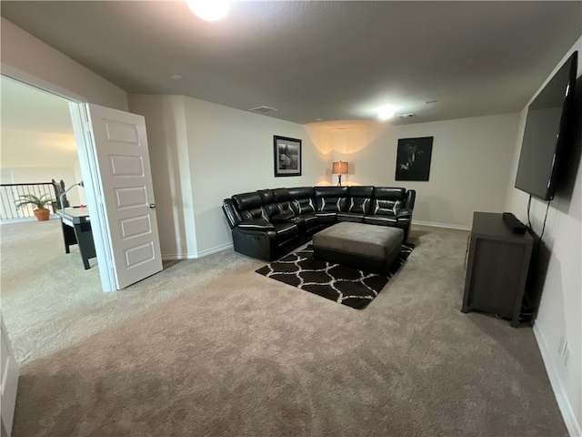 living room with carpet floors