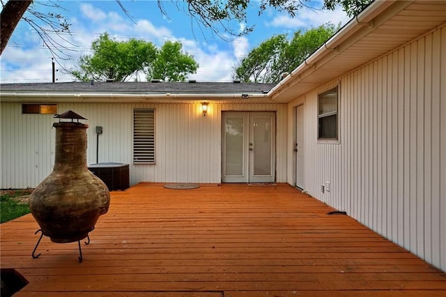 wooden deck with french doors