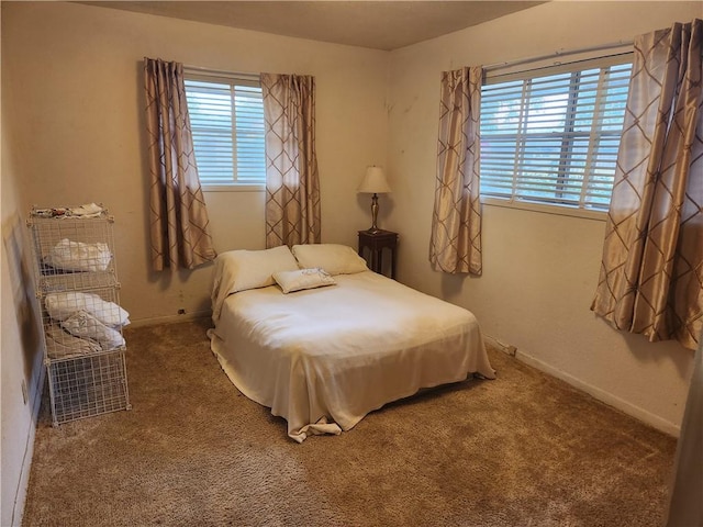 bedroom with carpet flooring and multiple windows