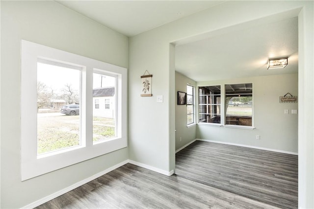 empty room with hardwood / wood-style floors