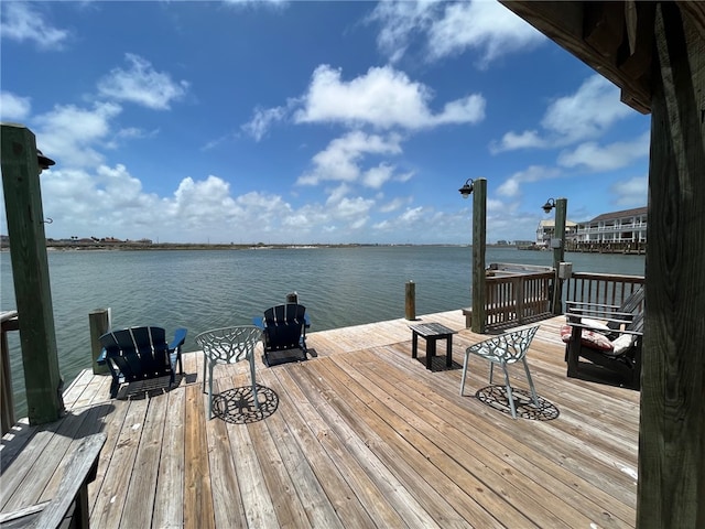 dock area featuring a water view