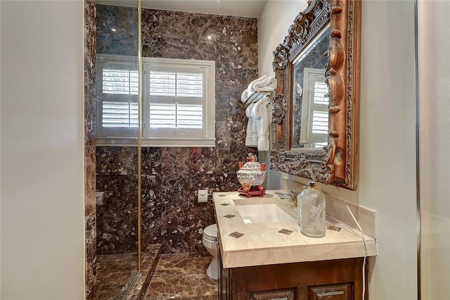 215 Oleander, Corpus Christi, TX 78404 - full bathroom featuring toilet, plenty of natural light, vanity, and walk in shower