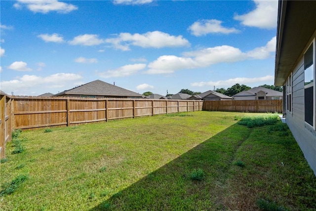 view of yard featuring a fenced backyard