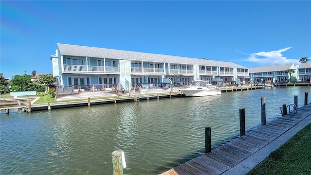 dock area featuring a water view