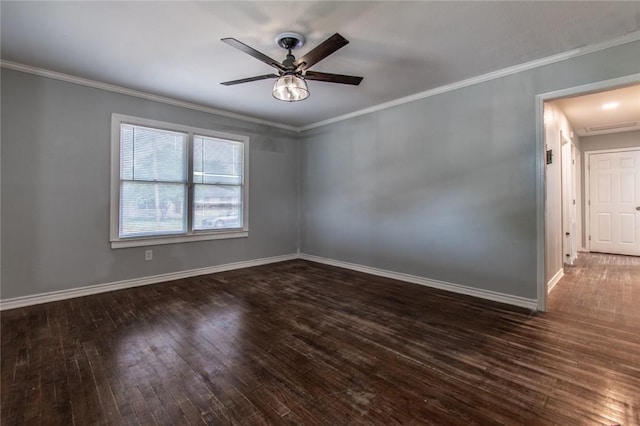 4001 Cott St, Corpus Christi, TX 78411 - spare room featuring wood finished floors, a ceiling fan, baseboards, and ornamental molding