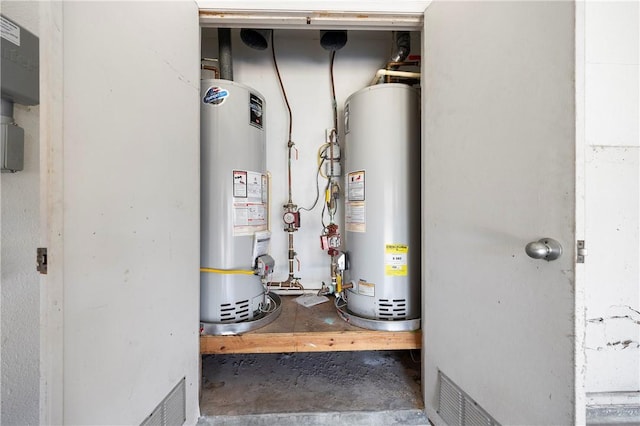 utility room featuring water heater