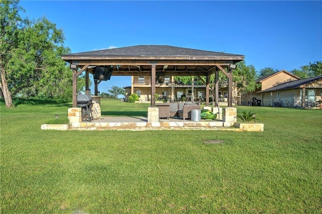 view of yard with a gazebo and a patio area