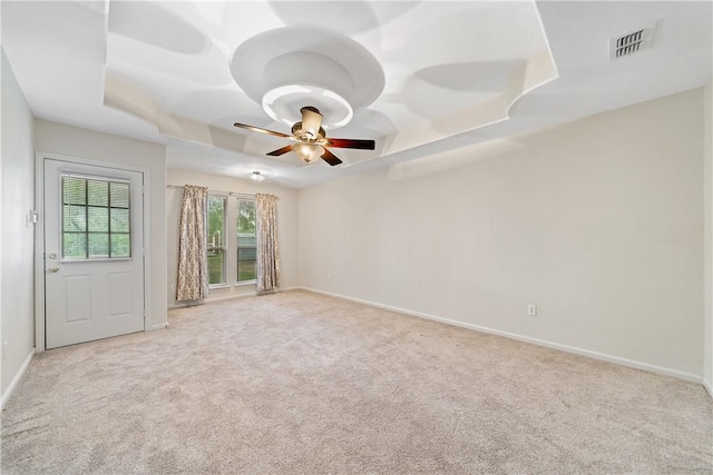3606 Emory Dr, Corpus Christi, TX 78410 - empty room featuring carpet flooring, a raised ceiling, and ceiling fan