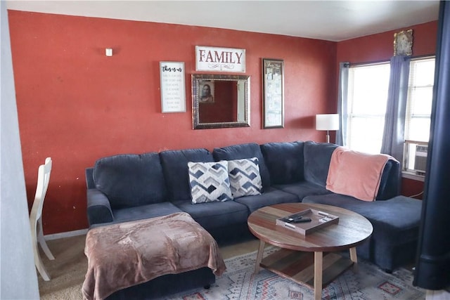 4625 Mildred Dr, Corpus Christi, TX 78411 - carpeted living room with cooling unit