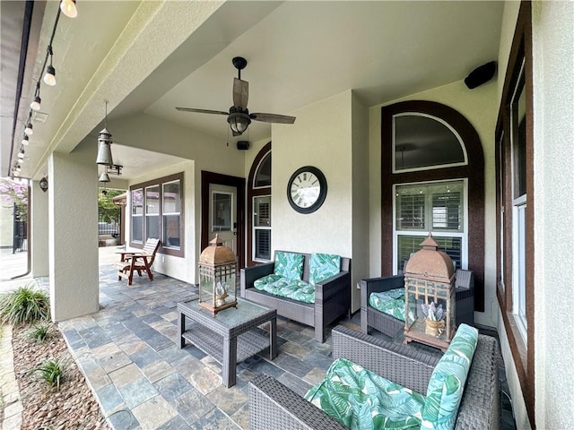 13910 Riverway Dr, Corpus Christi, TX 78410 - view of patio / terrace with outdoor lounge area and ceiling fan