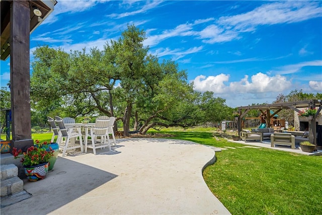 340 Warbler Dr, Spring Branch, TX 78070 - view of patio / terrace featuring a pergola and outdoor lounge area