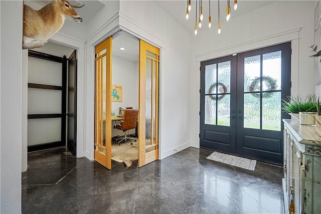 340 Warbler Dr, Spring Branch, TX 78070 - foyer featuring french doors, plenty of natural light, and finished concrete floors