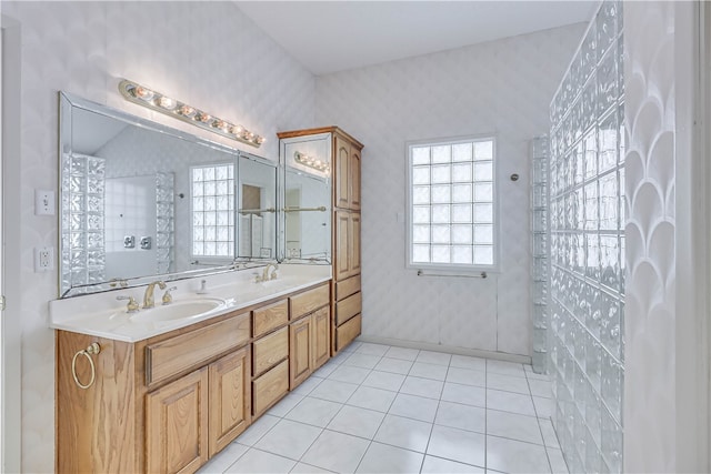 bathroom featuring vanity and tile patterned flooring