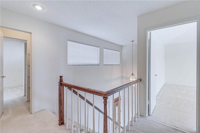 corridor featuring light colored carpet