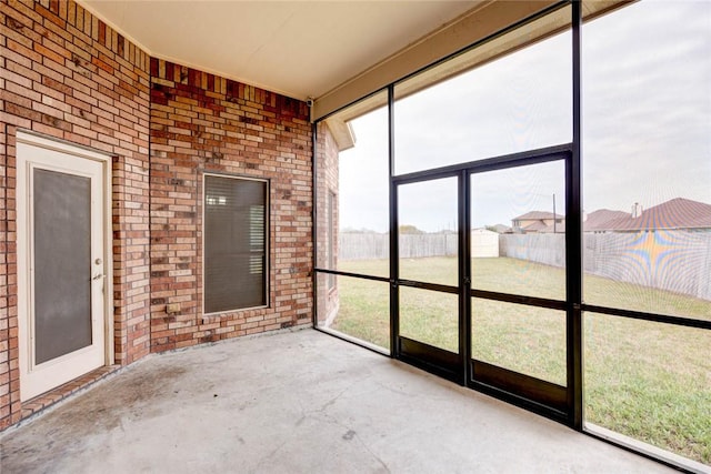 view of unfurnished sunroom