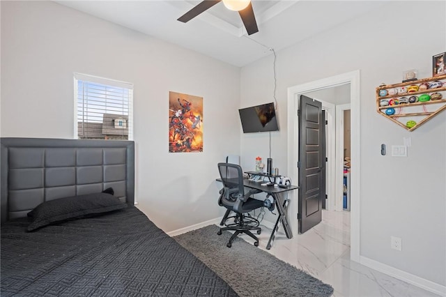 102 Prestwick Dr, Portland, TX 78374 - bedroom with marble finish floor, baseboards, and a ceiling fan