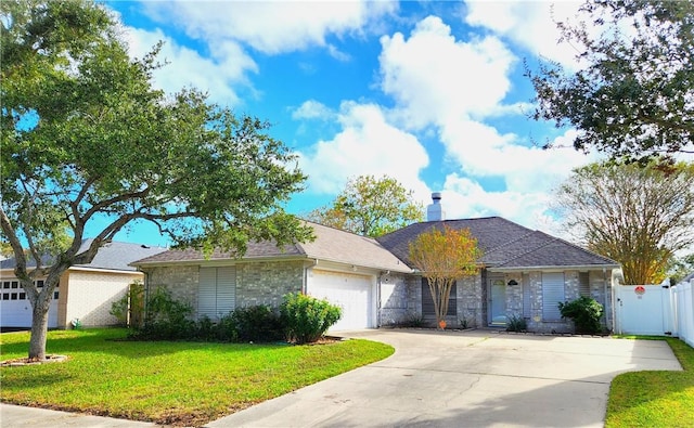 2210 Dorsey St, Corpus Christi, TX 78414 - view of front of house featuring a garage, concrete driveway, and a chimney