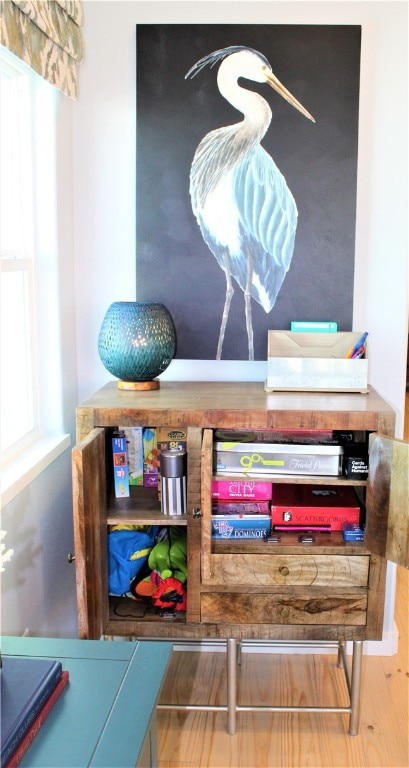 details with hardwood / wood-style flooring