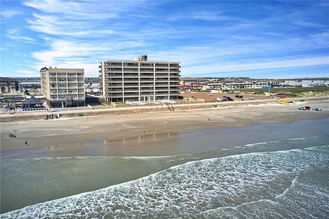 view of water feature with a view of the beach