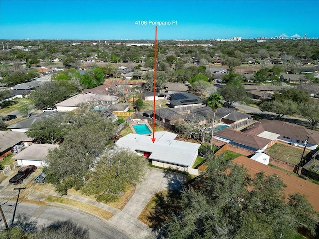 aerial view with a residential view