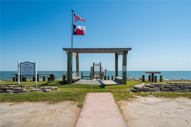 view of dock featuring a water view