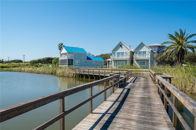 view of dock featuring a water view