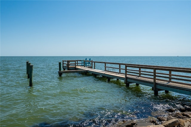 dock area with a water view