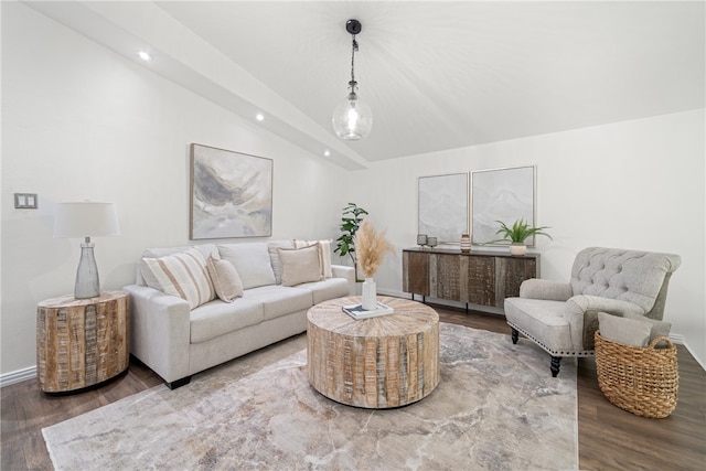 living room with hardwood / wood-style flooring