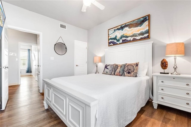 15022 Beach Walk, Corpus Christi, TX 78418 - bedroom with ceiling fan and dark hardwood / wood-style flooring