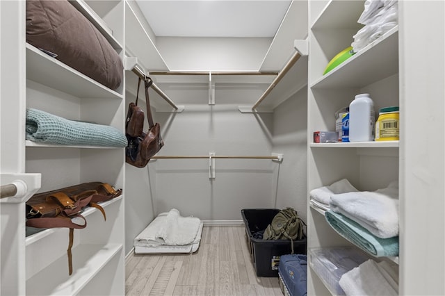 spacious closet featuring hardwood / wood-style floors