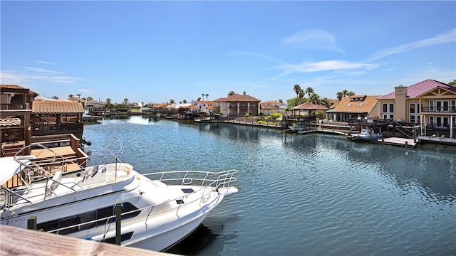 dock area featuring a water view