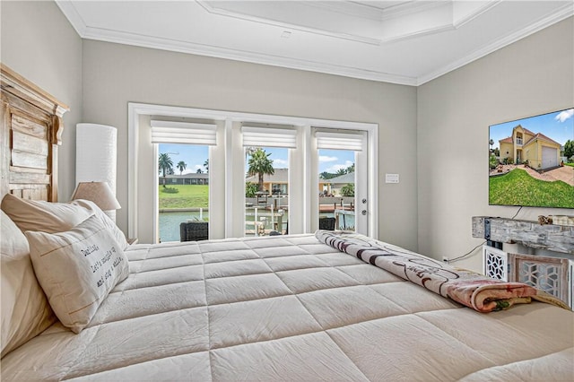 973 Pompano Dr, Aransas Pass, TX 78336 - bedroom with access to outside, multiple windows, and ornamental molding