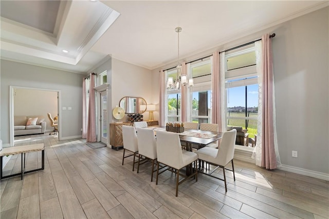 6421 Aikman, Corpus Christi, TX 78414 - dining room featuring crown molding, light wood finished floors, a chandelier, baseboards, and recessed lighting