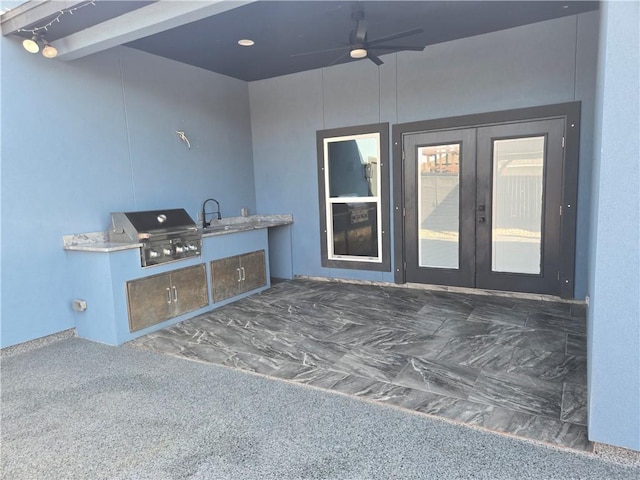 16125 Seagrape St, Corpus Christi, TX 78418 - view of patio with french doors, exterior kitchen, and ceiling fan