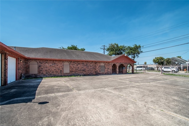 exterior space featuring a garage