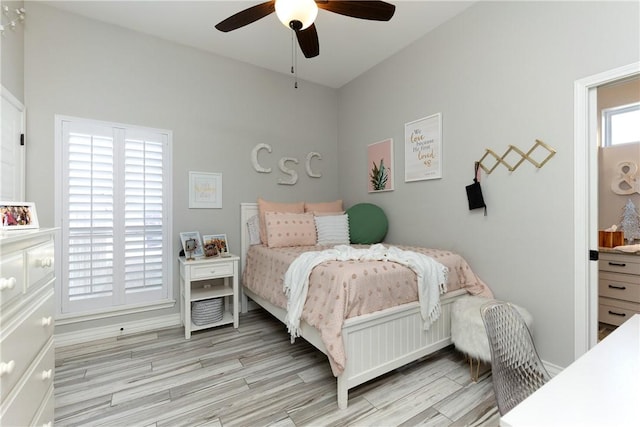 6401 Kobe Dr, Corpus Christi, TX 78414 - bedroom with wood finished floors and ceiling fan