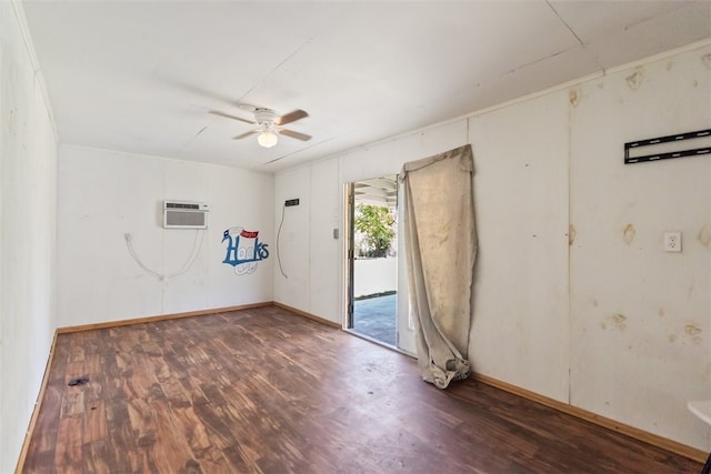 4513 Green Grove Dr, Corpus Christi, TX 78415 - spare room with wood finished floors, ceiling fan, and an AC wall unit